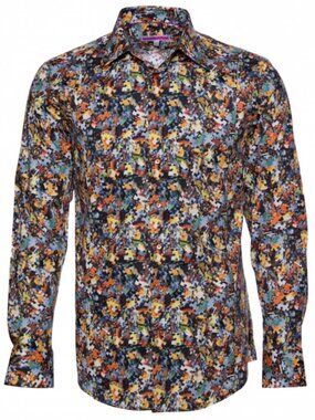 Coton Doux Puzzle Shirt Men's Size 15.5 Long Sleeve Milanese Collar Sllim Fit